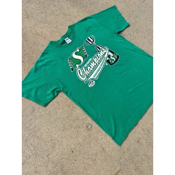 Saskatchewan RoughRiders 2007 signed Championship T shirt Graphic Tee CFL - Picture 2 of 5